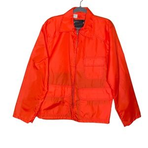 Ted Williams Sears Large Mens Orange Nylon Long Sleeve Full Zip Jacket